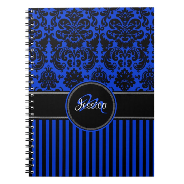 Caderno Espiral Damasco branco preto-branco personalizado (Frente)