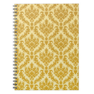 Caderno Espiral Damasco Dourado