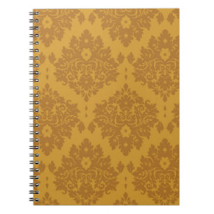 Caderno Espiral Damasco dourado luxuoso