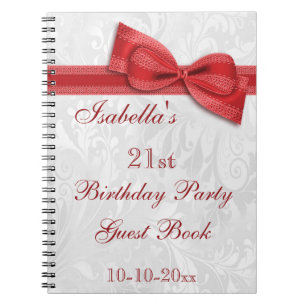 Caderno Espiral Damasco e arco do partido de aniversário de 21