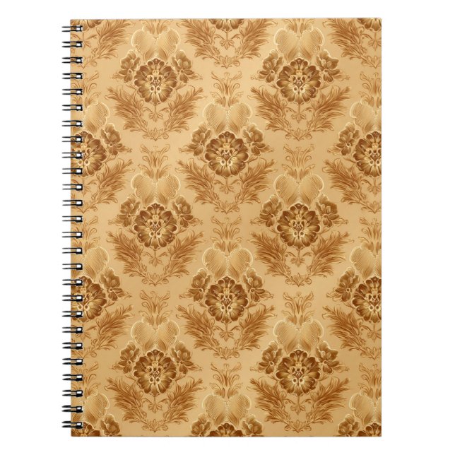 Caderno Espiral Damasco Floral Ouro Macio (Frente)