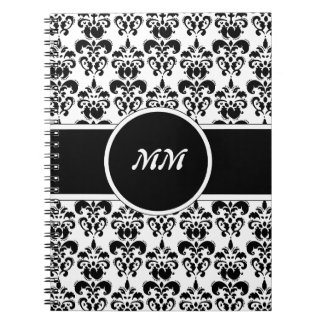 Caderno Espiral damasco preto