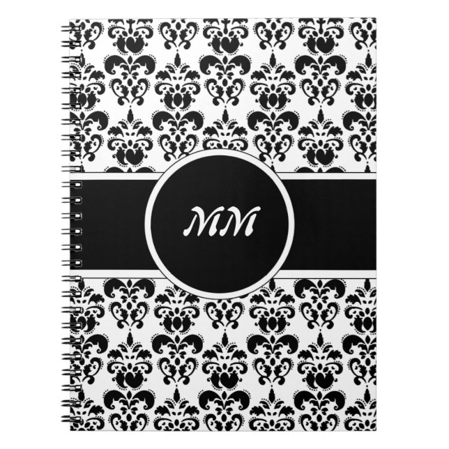 Caderno Espiral damasco preto (Frente)