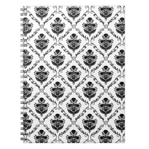 Caderno Espiral Damasco preto tradicional