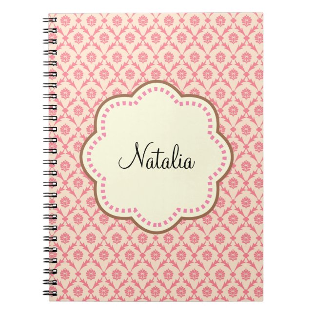Caderno Espiral Damasco Rosa (Frente)