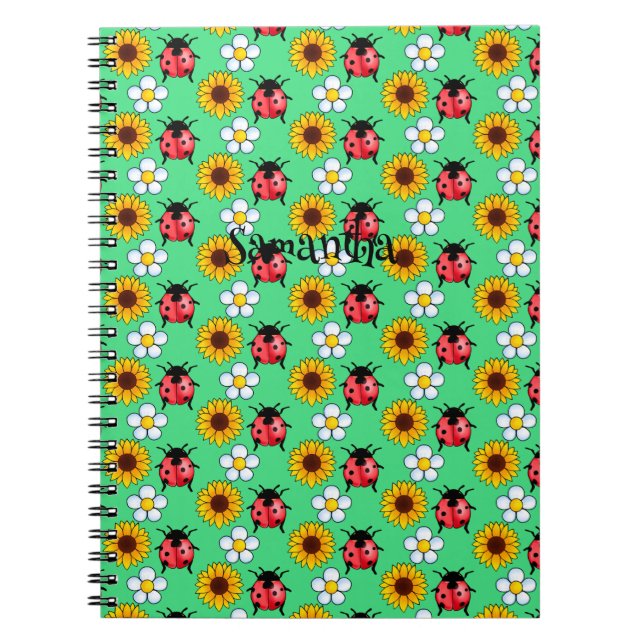 Caderno Espiral Damasco Vermelho E Preto Com Flores (Frente)