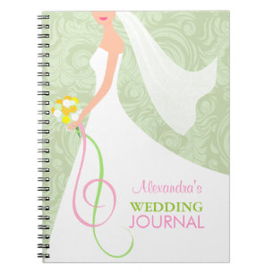 Caderno Espiral Damask Sage Green Bridal Diário Planner