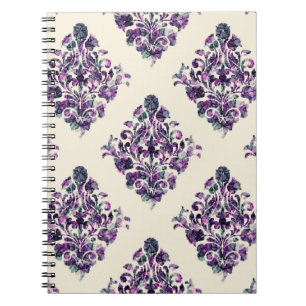 Caderno Espiral Damask Triangles: Vintage Abstrato Luxury.