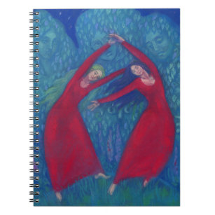 Caderno Espiral Dança das bruxas, pintura pastel, arte da fantasia