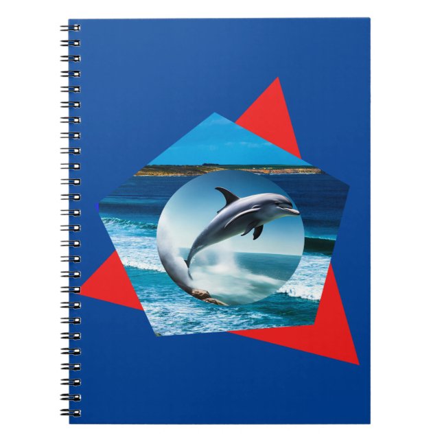 Caderno Espiral Dança De Golfinho Nas Ondas, Notebook (Frente)