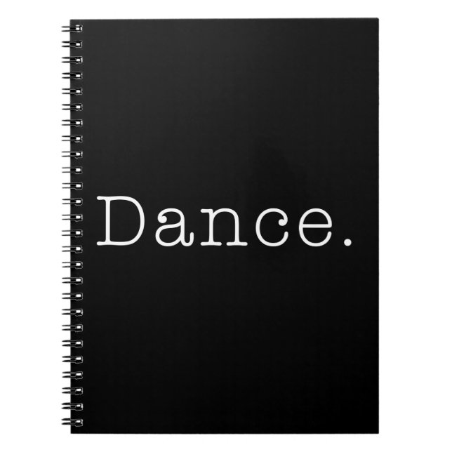 Caderno Espiral Dança. Modelo preto e branco das citações da dança (Frente)