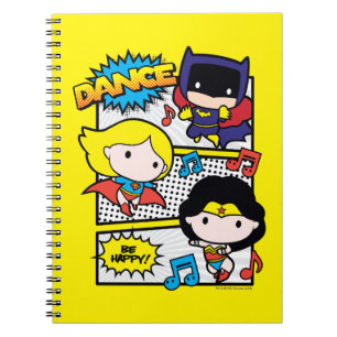 Caderno Espiral Dançando Heróis Chibi