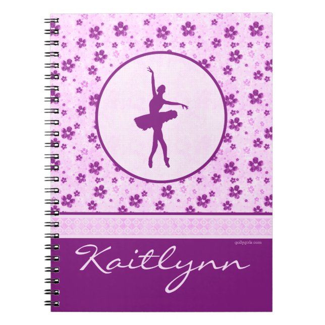 Caderno Espiral Dançarino de balé personalizado Purple Heart (Frente)