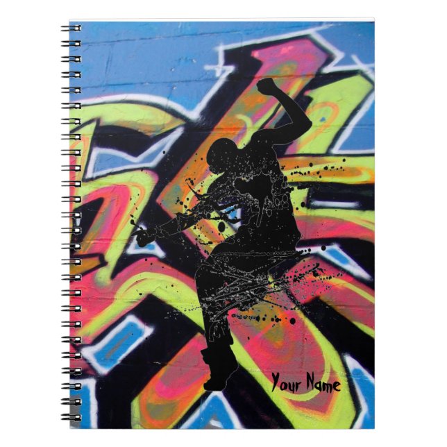 Caderno Espiral Dançarino dos grafites de Hip Hop personalizado (Frente)