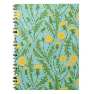 Caderno Espiral Dandeliões, verdes, amarelos e azuis