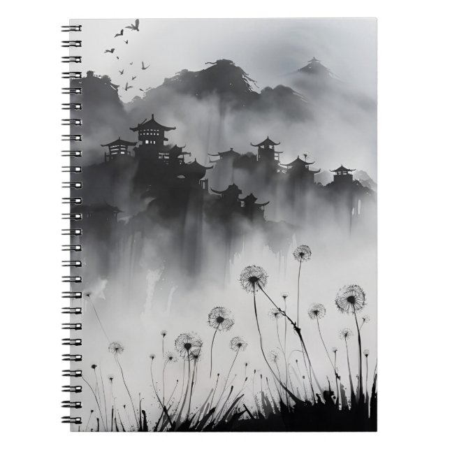Caderno Espiral Dandelion - Flores aquarela (Frente)