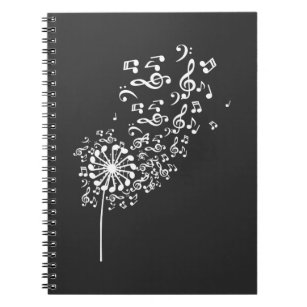 Caderno Espiral Dandelion Musical Notes Music Lover Nature Flower