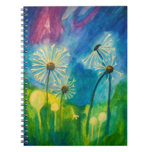 Caderno Espiral Dandelion Puffs Watercolor