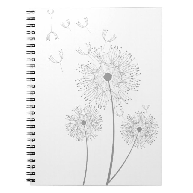 Caderno Espiral Dandelion pura arte floral moderna (Frente)