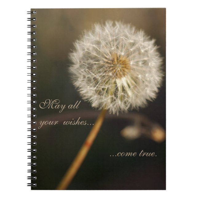 Caderno Espiral Dandelion Seed Head em tons castanhos (Frente)