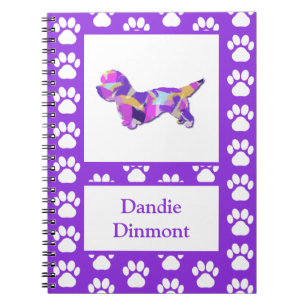 Caderno Espiral Dandie Dinmont Terrier Dog Silhouette PurplePY&B