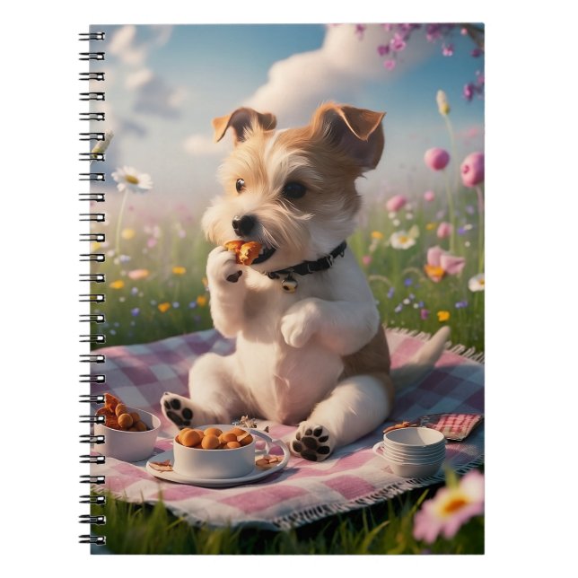 Caderno Espiral Dandie Dinmont Terrier em um piquenique (Frente)