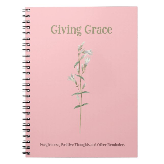 Caderno Espiral Dando à Grace Perdão Blush Rosa Wildflower (Frente)