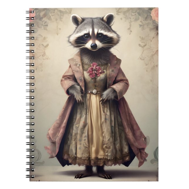 Caderno Espiral "Dapper Little Raccoon" Vintage Spiral Notebook (Frente)
