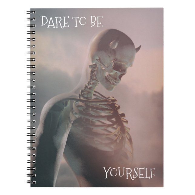 Caderno Espiral Dare To Be Yourself. Skeleton with horns (Frente)