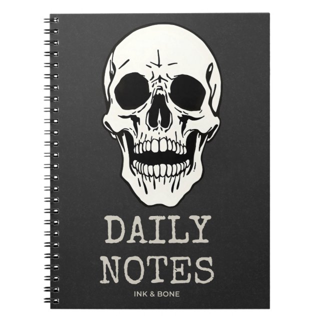 Caderno Espiral Dark Academia Skull Notebook (Frente)