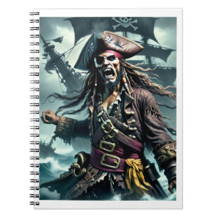 Caderno Espiral dark fantasy style scene of a pirate