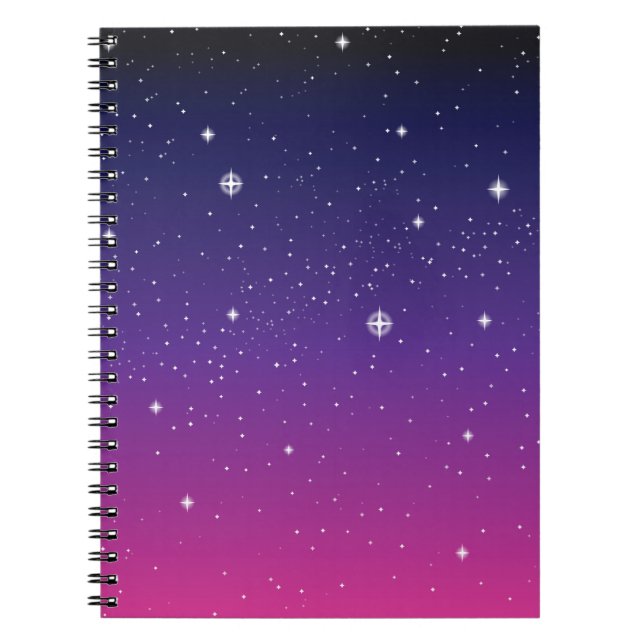Caderno Espiral Dark Purple Starry Night Sky (Frente)