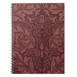 Caderno Espiral Dark Red Acanthus Leaves (por William Morris)