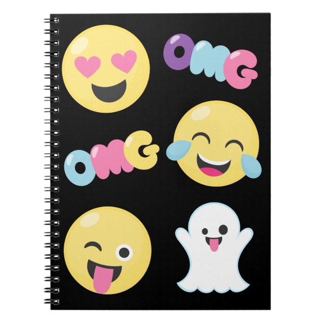 Caderno espiral das emoções de OMG Emoji (Frente)