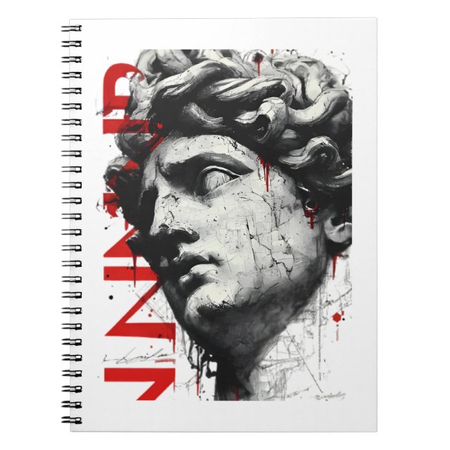 Caderno Espiral David Bust Edgy Arte de Rua Moderno (Frente)