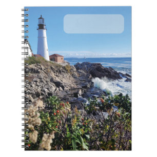 Caderno Espiral de 80 páginas com Farol de Maine n