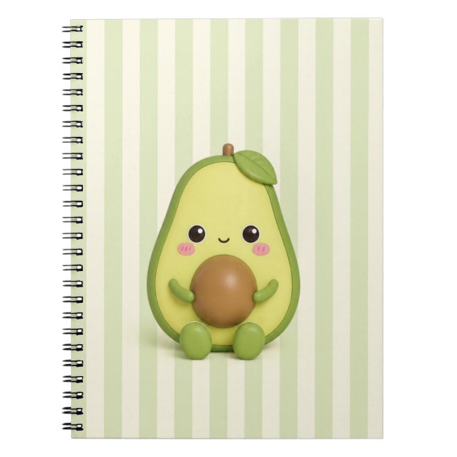 Caderno Espiral de Abacate Kawaii Fofo (Frente)