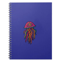 Caderno Espiral de Água-viva Psicodélico