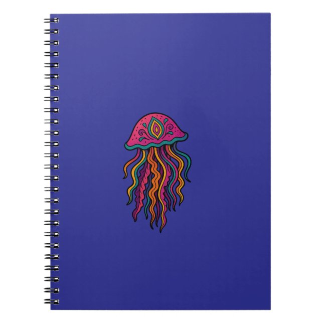 Caderno Espiral de Água-viva Psicodélico (Frente)