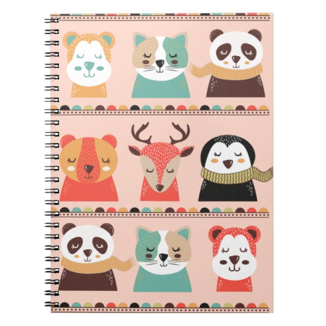 Caderno Espiral de Animais de Férias de Inverno (Frente)