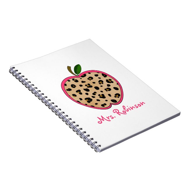 Caderno espiral de Apple do impressão do leopardo (Lado Direito)