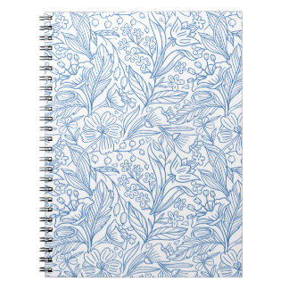 Caderno Espiral de Arte Botânica Azul