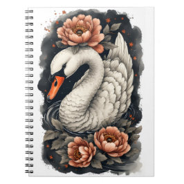 Caderno Espiral de Arte Floral "Cisne Coral"