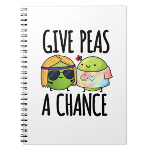 Caderno Espiral Dê Às Ervilhas Uma Chance Cute Hippie Peas Pun