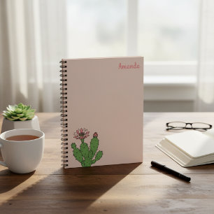 Caderno Espiral de Cactus com Nome Personalizado
