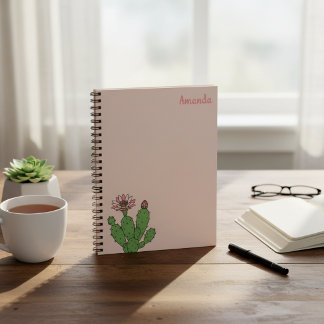 Caderno Espiral de Cactus com Nome Personalizado