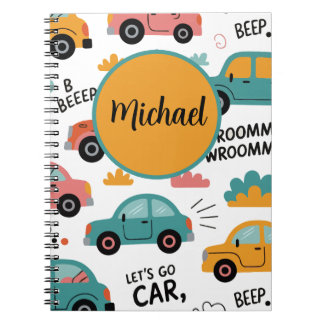 Caderno Espiral de Carros de Brinquedo para Crianç