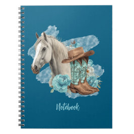 Caderno Espiral de Cavalo Western - Azul Marinho