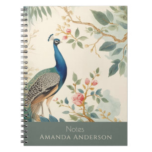 Caderno Espiral de Chinoiserie Pavão