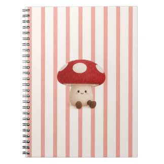 Caderno Espiral de Cogumelo Kawaii Fofo